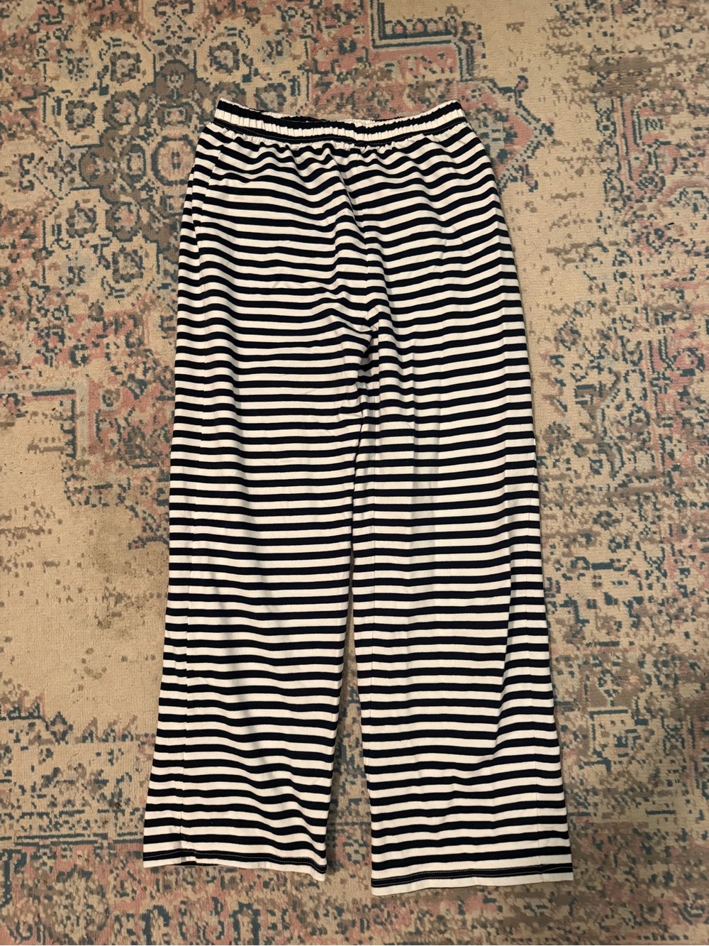 Shop Fancy Navy Striped Wide Leg Sweatpants